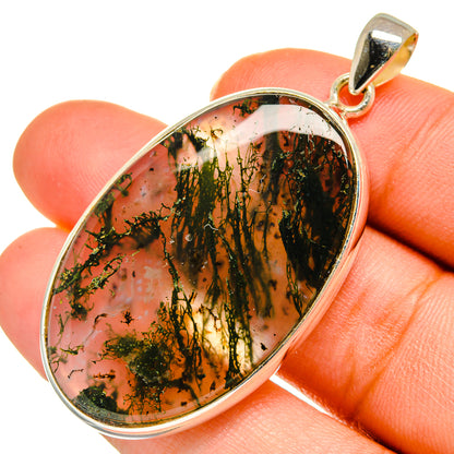 Green Moss Agate Pendants handcrafted by Ana Silver Co - PD10255