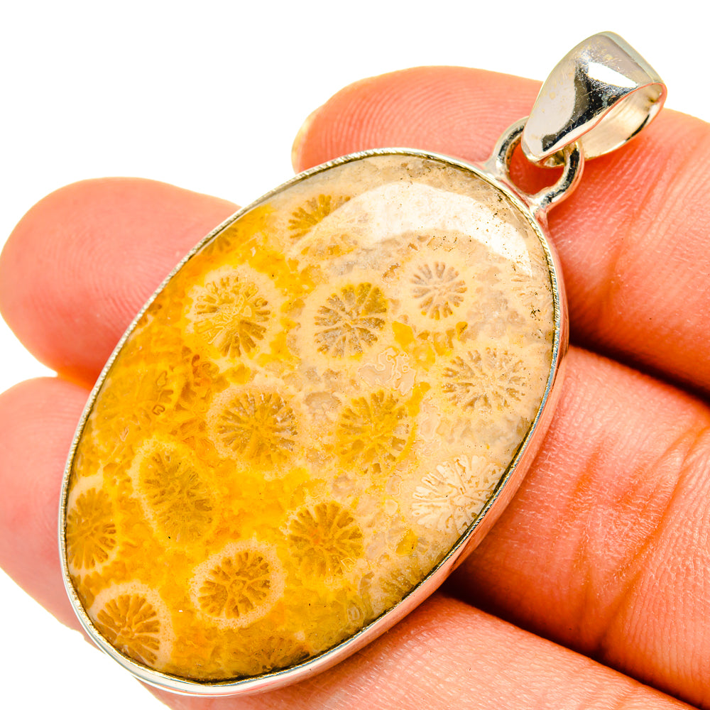 Fossil Coral Pendants handcrafted by Ana Silver Co - PD10272