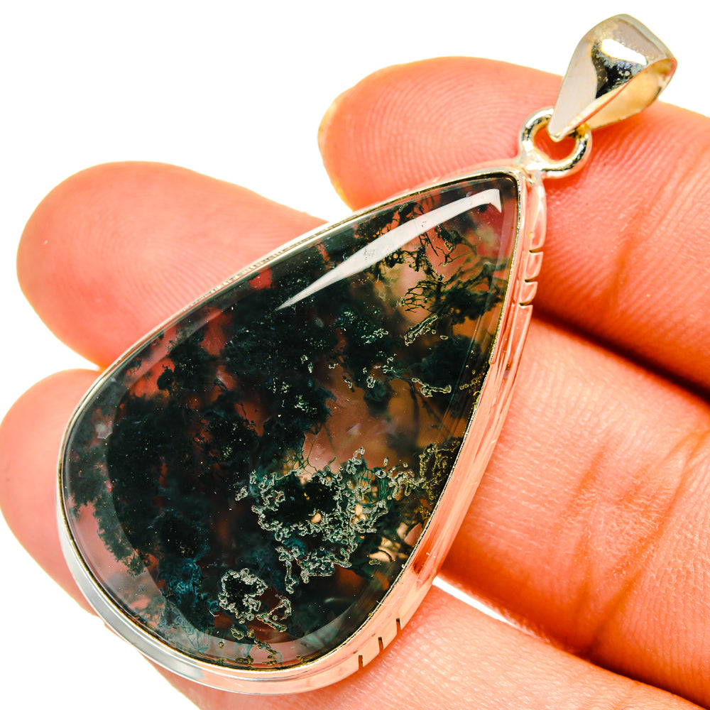 Green Moss Agate Pendants handcrafted by Ana Silver Co - PD10316