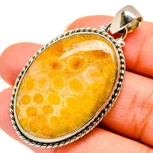 Fossil Coral Pendants handcrafted by Ana Silver Co - PD10334