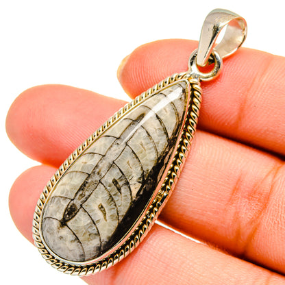 Orthoceras Fossil Pendants handcrafted by Ana Silver Co - PD10339