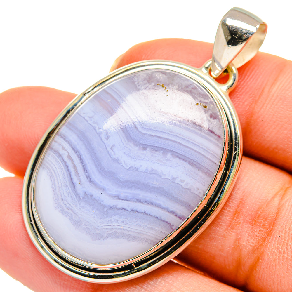 Blue Lace Agate Pendants handcrafted by Ana Silver Co - PD10340