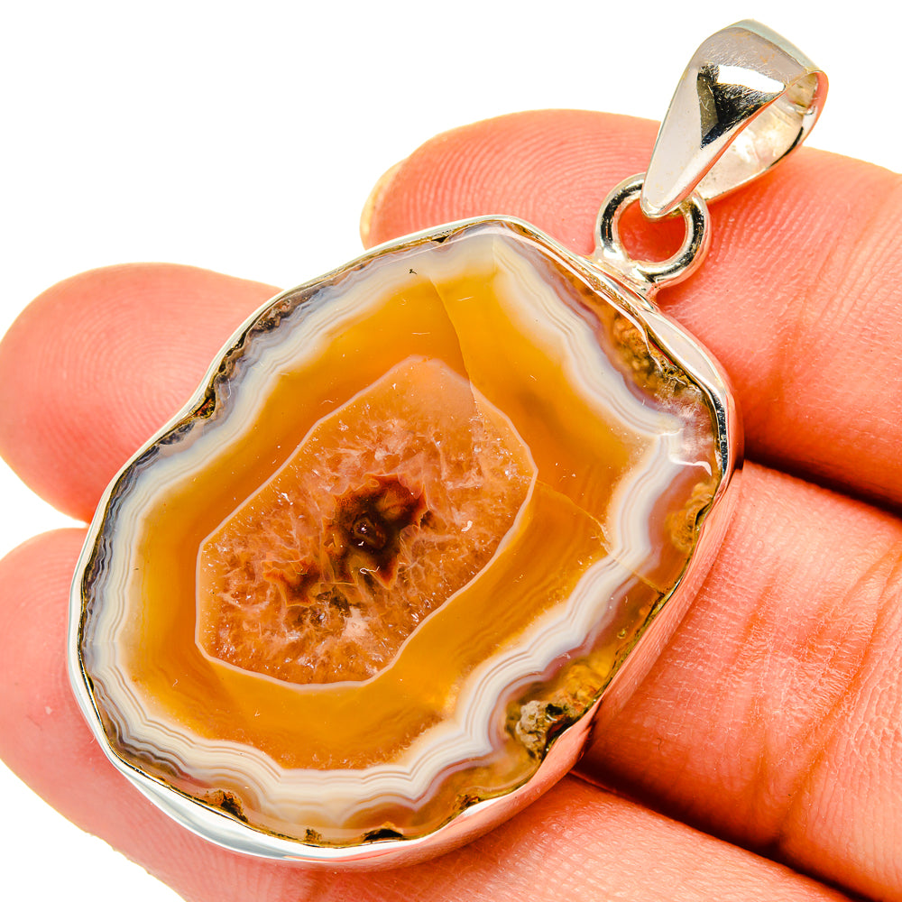Yellow Geode Slice Pendants handcrafted by Ana Silver Co - PD10383