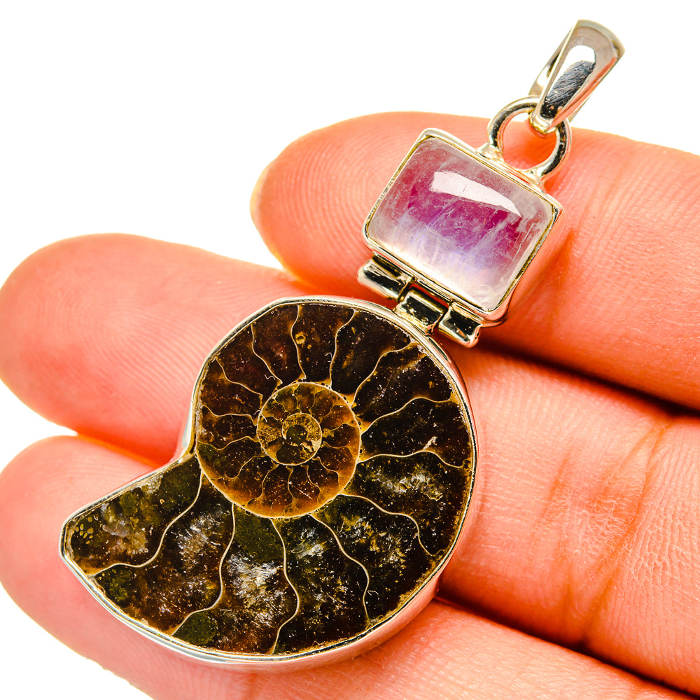 Ammonite Fossil Pendants handcrafted by Ana Silver Co - PD10408