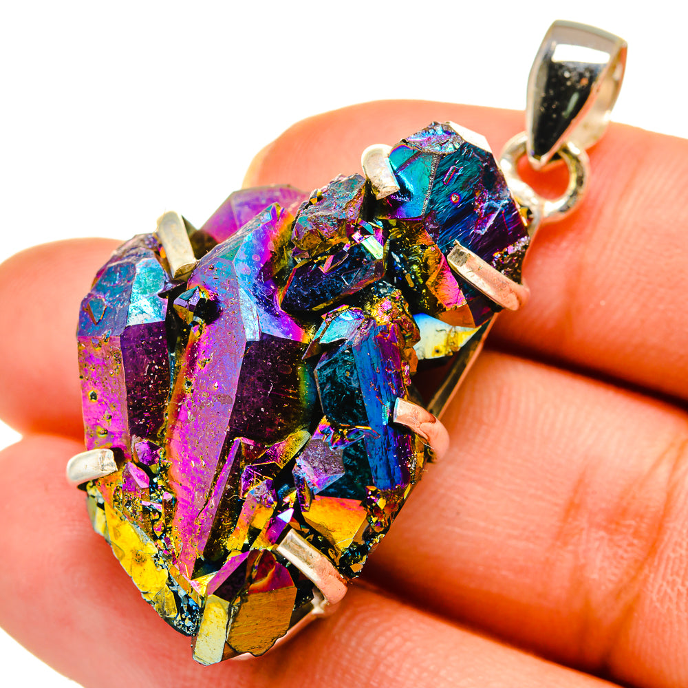 Titanium Sunshine Druzy Pendants handcrafted by Ana Silver Co - PD10415