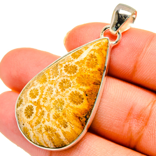 Fossil Coral Pendants handcrafted by Ana Silver Co - PD10433