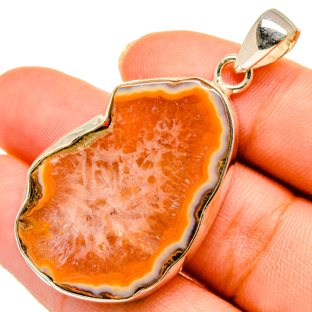 Orange Geode Slice Pendants handcrafted by Ana Silver Co - PD10513