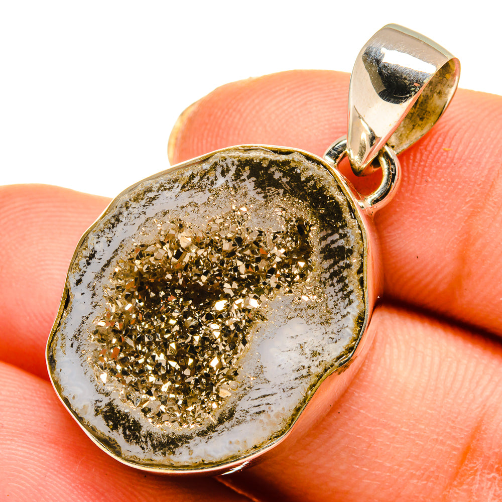 Metallic Coconut Druzy Pendants handcrafted by Ana Silver Co - PD10517