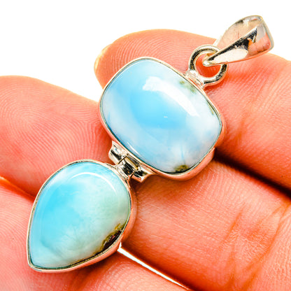 Larimar pendant in 925 sterling silver with oval blue-lavender stone