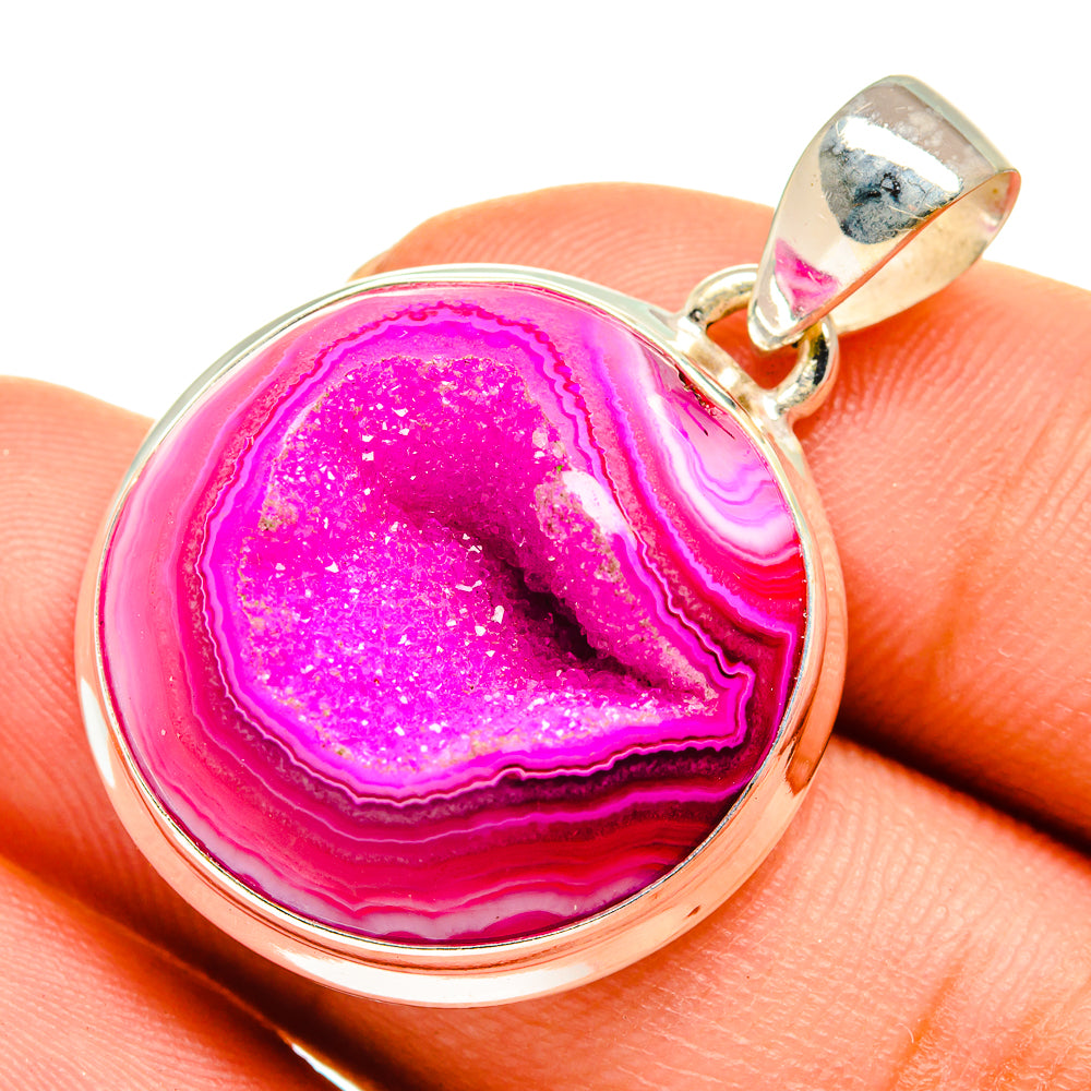 Pink Agate Druzy Pendants handcrafted by Ana Silver Co - PD10586