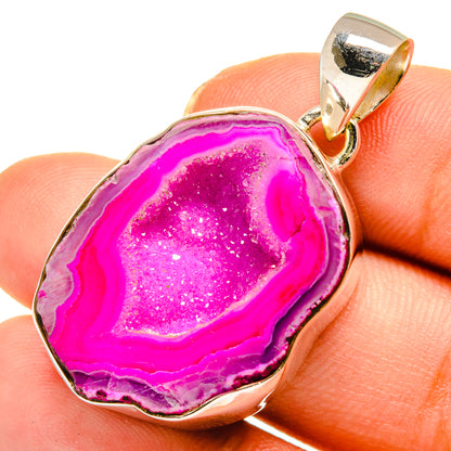 Pink Agate Druzy Pendants handcrafted by Ana Silver Co - PD10587