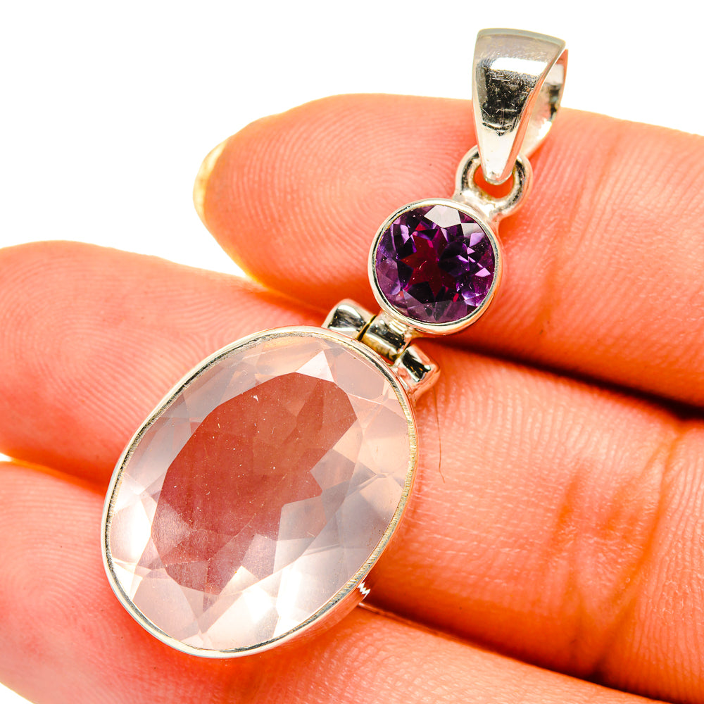 Rose Quartz Pendants handcrafted by Ana Silver Co - PD10667
