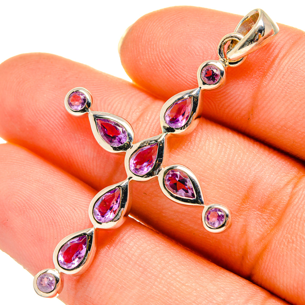 Amethyst Cross Pendants handcrafted by Ana Silver Co - PD10681