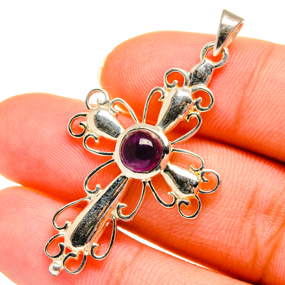 Amethyst Cross Pendants handcrafted by Ana Silver Co - PD10695