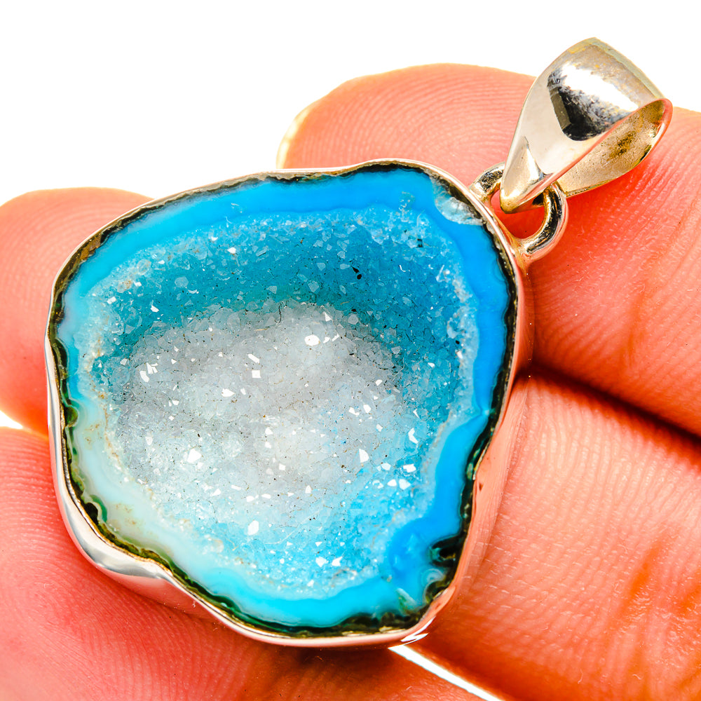Blue Geode Slice Pendants handcrafted by Ana Silver Co - PD10704