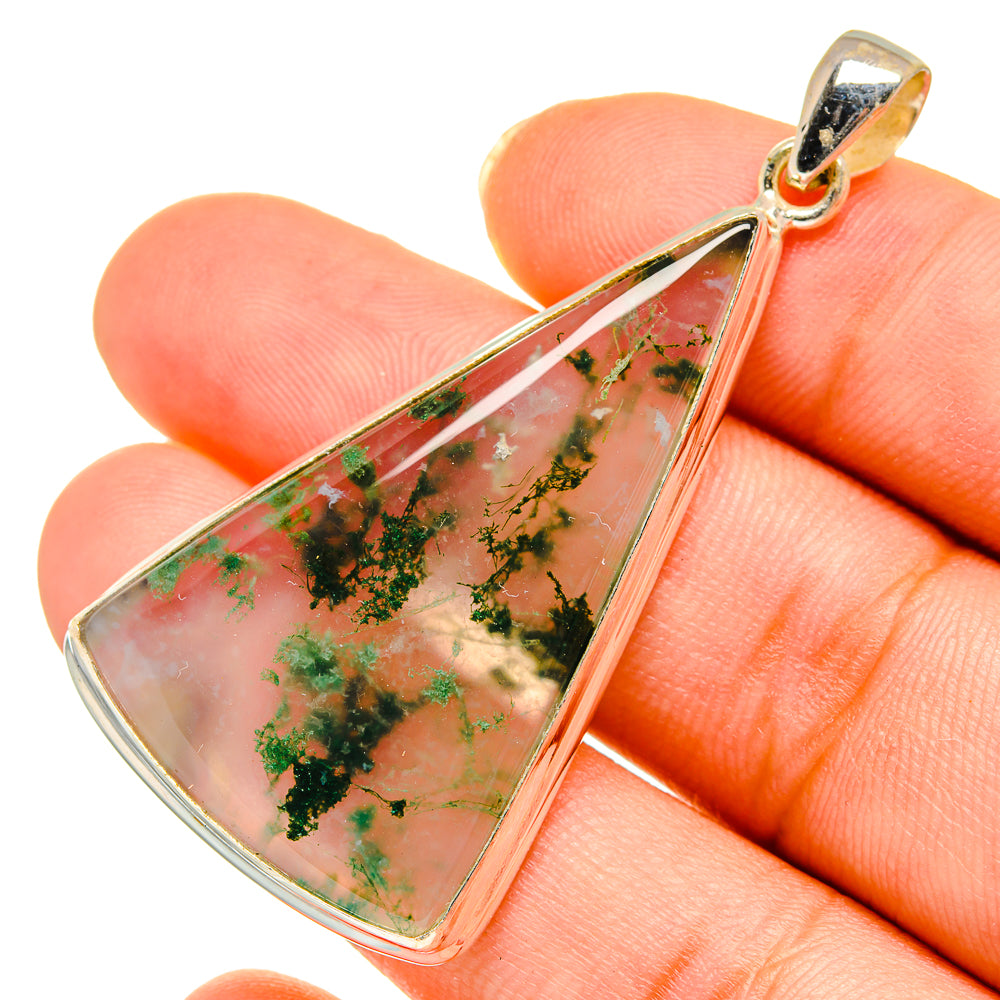 Green Moss Agate Pendants handcrafted by Ana Silver Co - PD10730