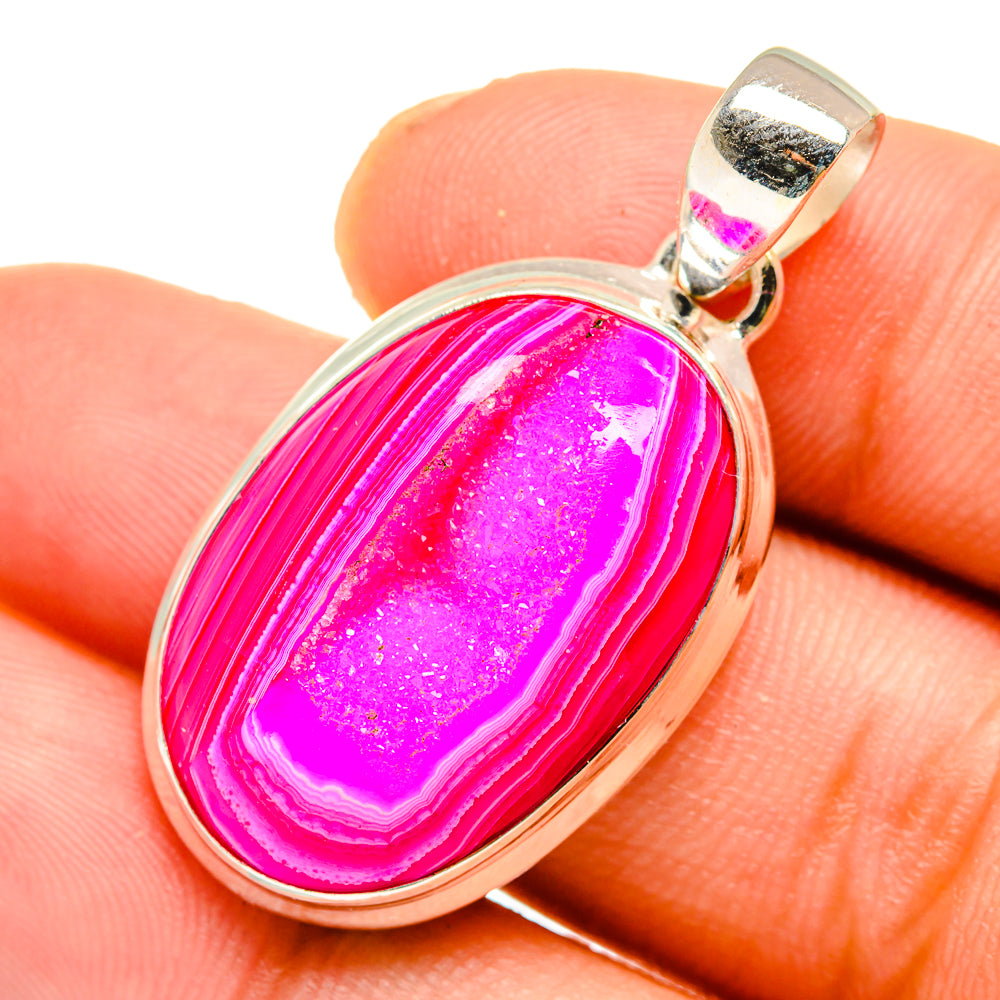 Pink Agate Druzy Pendants handcrafted by Ana Silver Co - PD10735