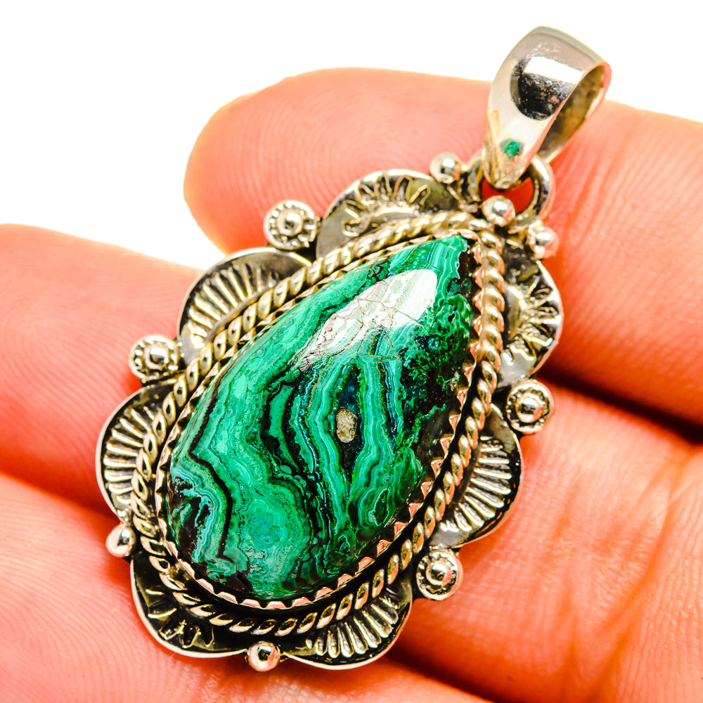 Malachite In Chrysocolla Pendants handcrafted by Ana Silver Co - PD10752