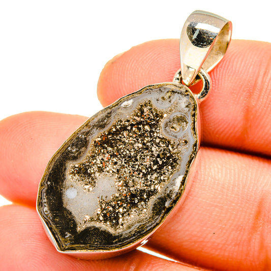 Pyrite Druzy Pendants handcrafted by Ana Silver Co - PD10776