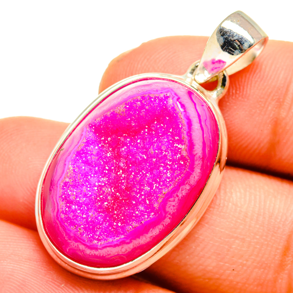Pink Agate Druzy Pendants handcrafted by Ana Silver Co - PD10795