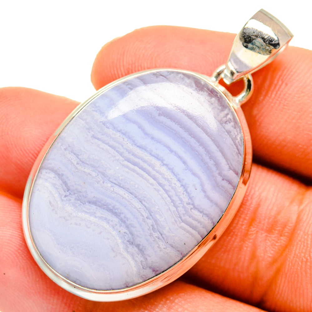 Blue Lace Agate Pendants handcrafted by Ana Silver Co - PD10827