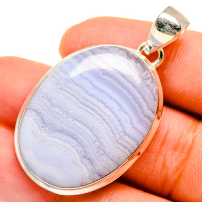 Blue Lace Agate Pendants handcrafted by Ana Silver Co - PD10827