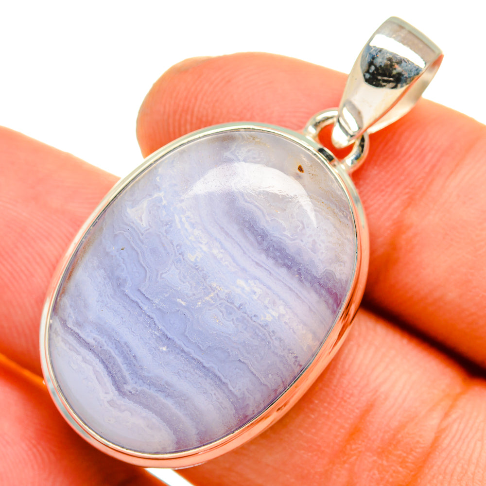 Blue Lace Agate Pendants handcrafted by Ana Silver Co - PD10875