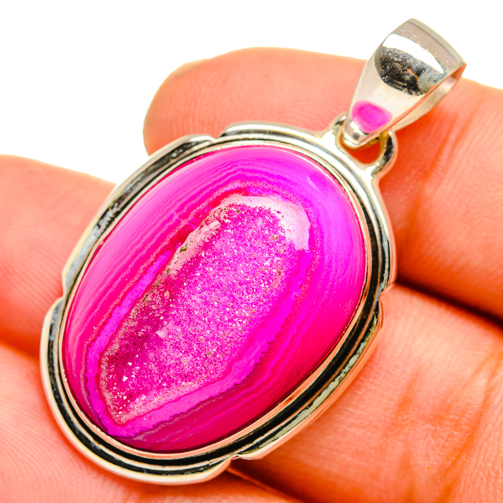 Pink Agate Druzy Pendants handcrafted by Ana Silver Co - PD10876