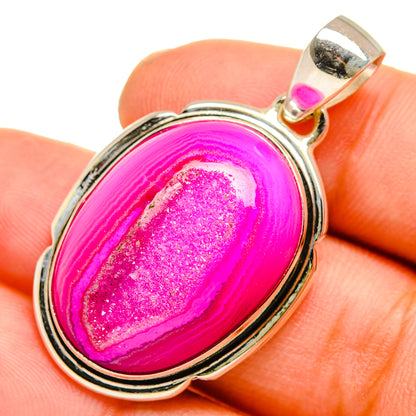Pink Agate Druzy Pendants handcrafted by Ana Silver Co - PD10876