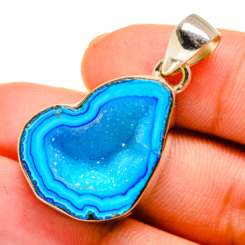 Blue Geode Slice Pendants handcrafted by Ana Silver Co - PD10965