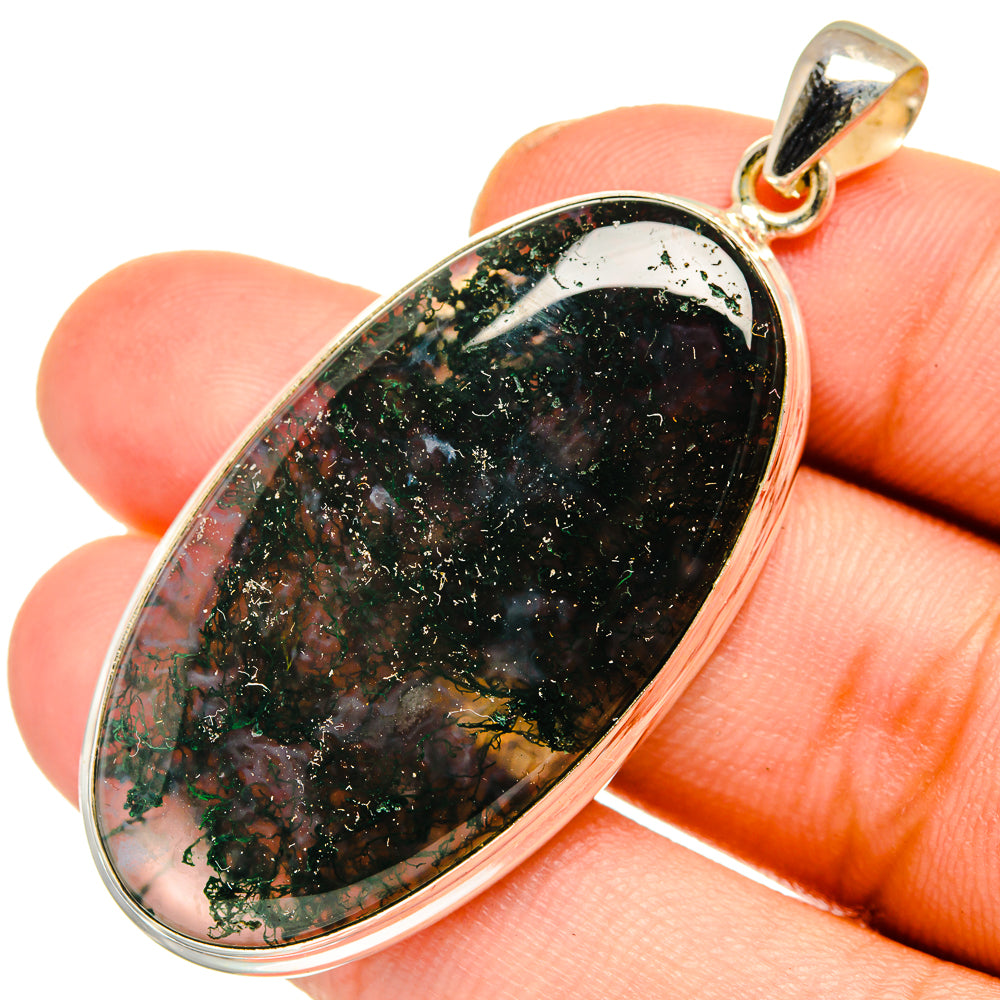Green Moss Agate Pendants handcrafted by Ana Silver Co - PD10996