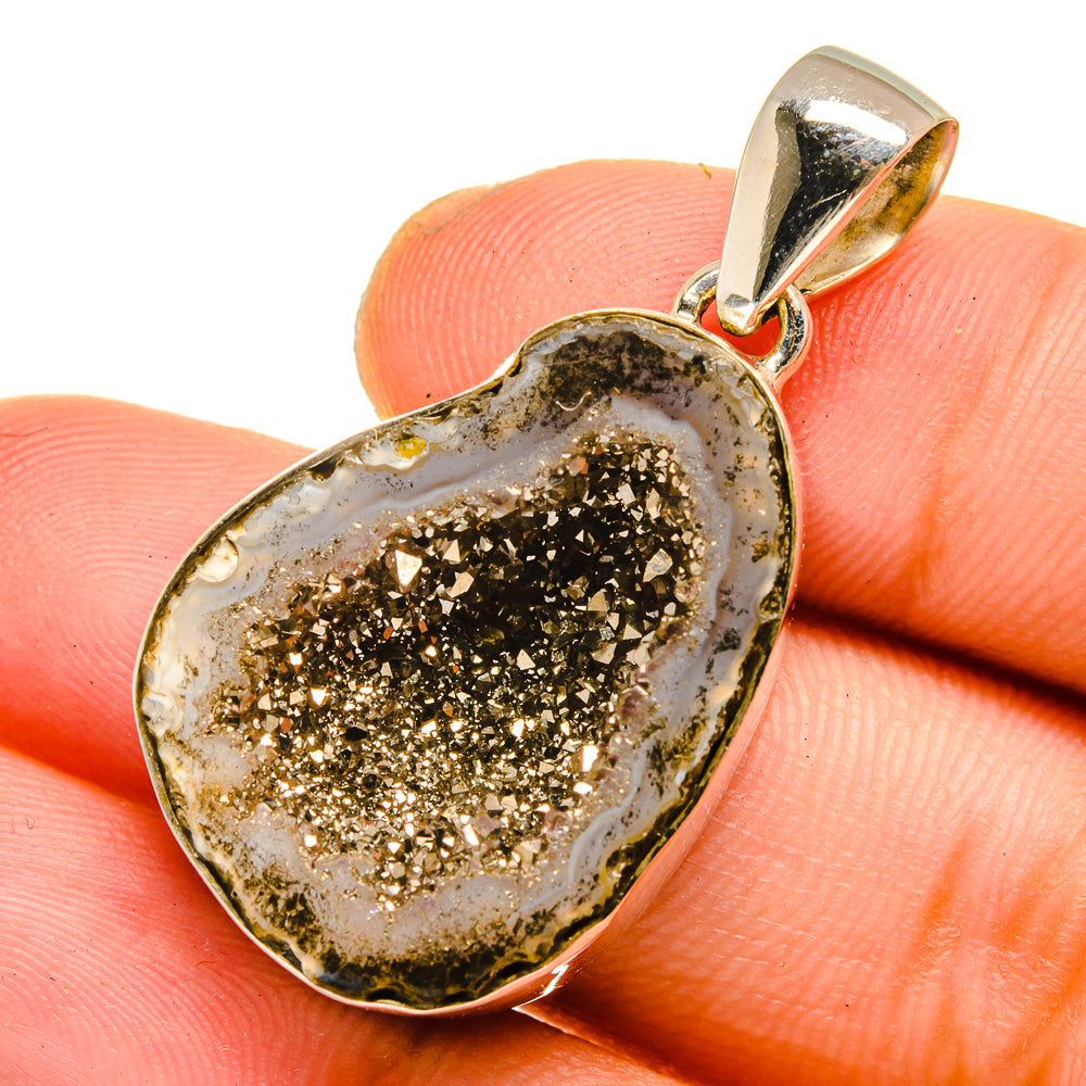 Pyrite Geode Slice Pendants handcrafted by Ana Silver Co - PD11013