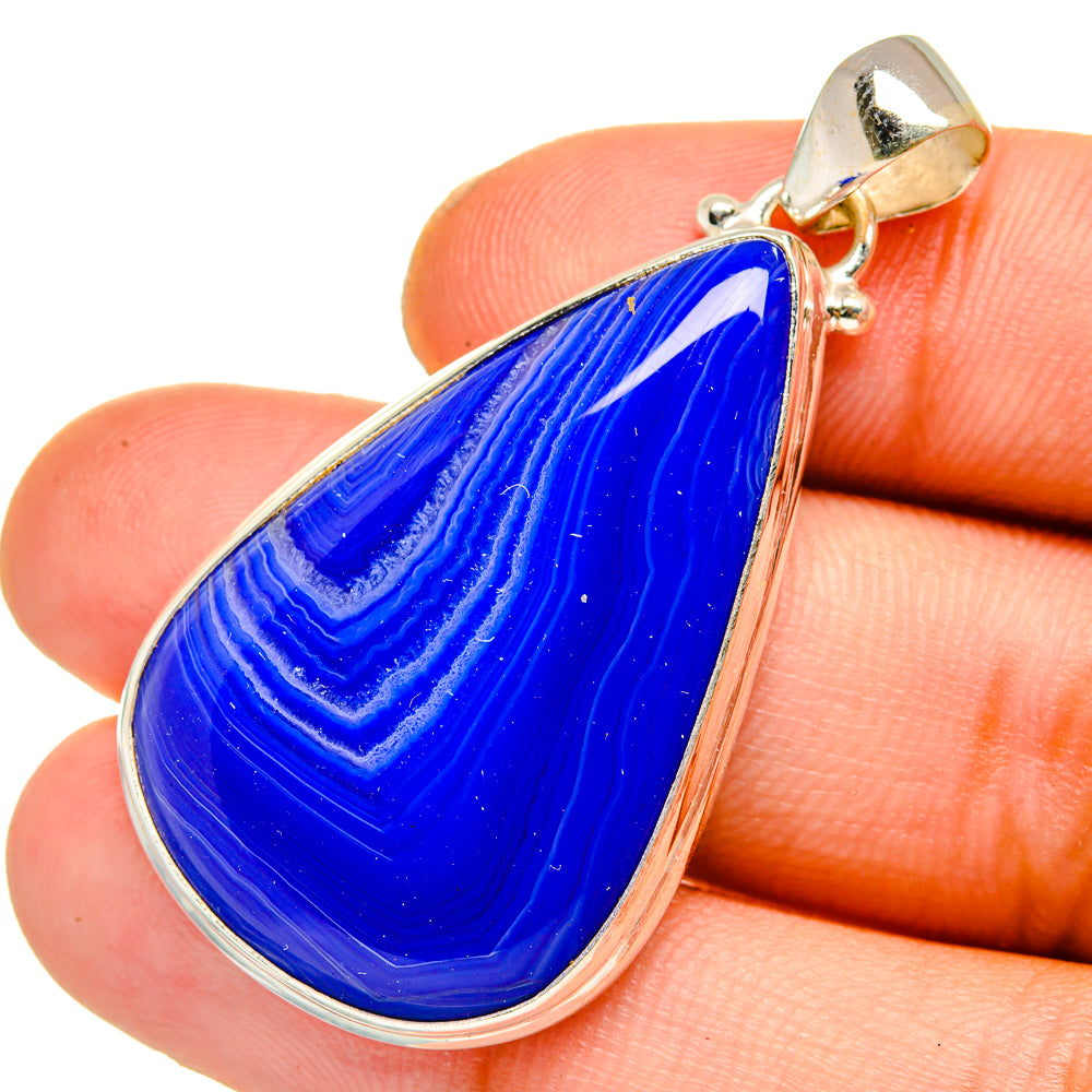Blue Botswana Agate Pendants handcrafted by Ana Silver Co - PD11020