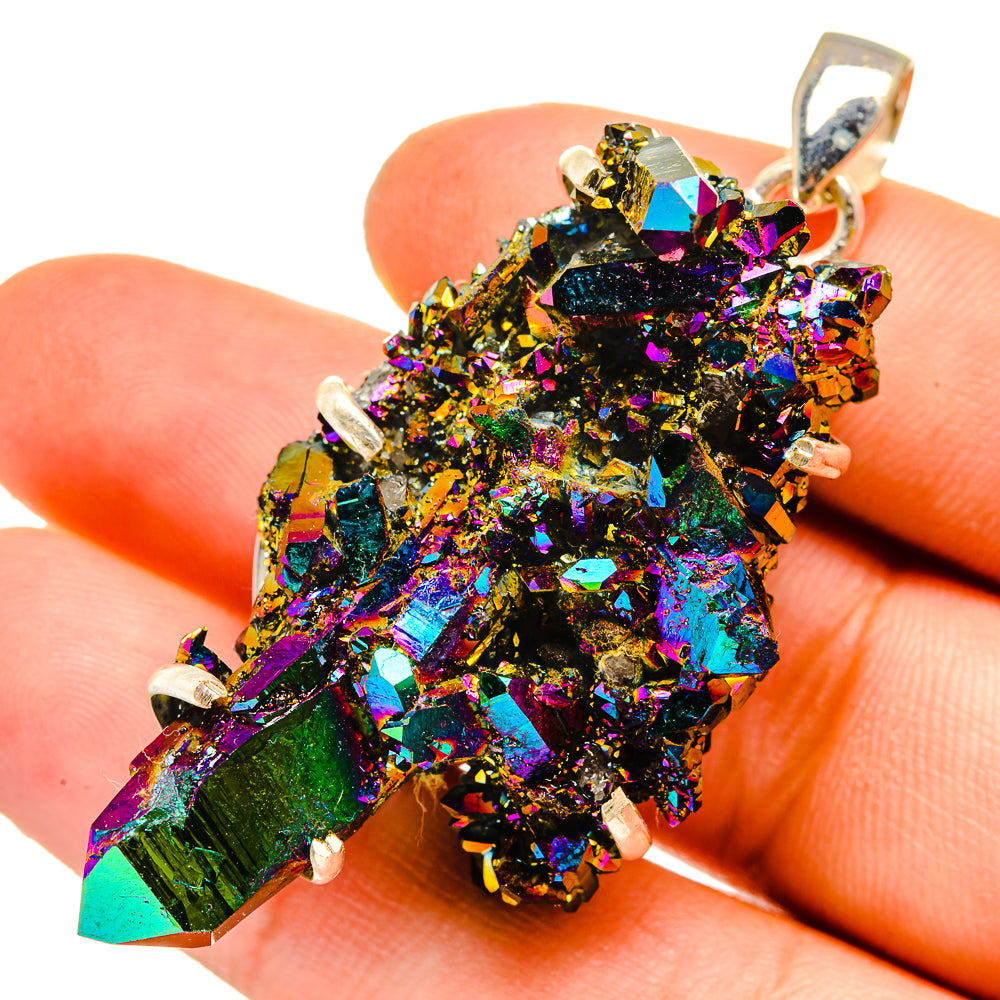 Titanium Sunshine Druzy Pendants handcrafted by Ana Silver Co - PD11073