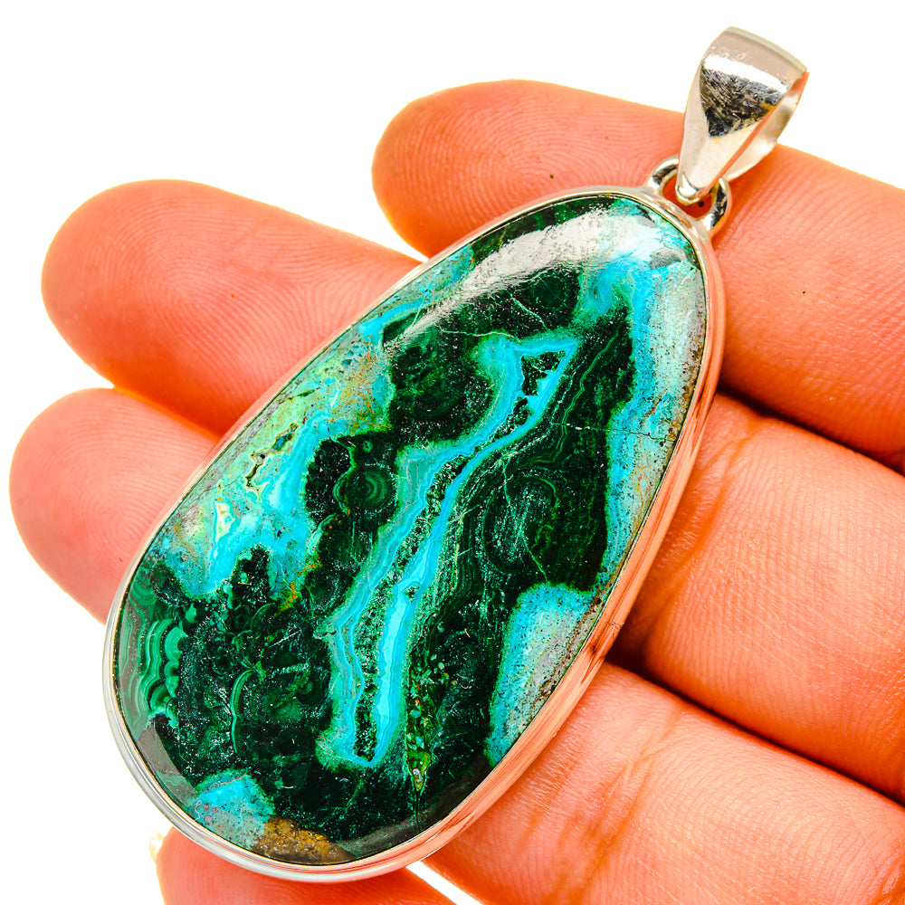 Malachite In Chrysocolla Pendants handcrafted by Ana Silver Co - PD11079