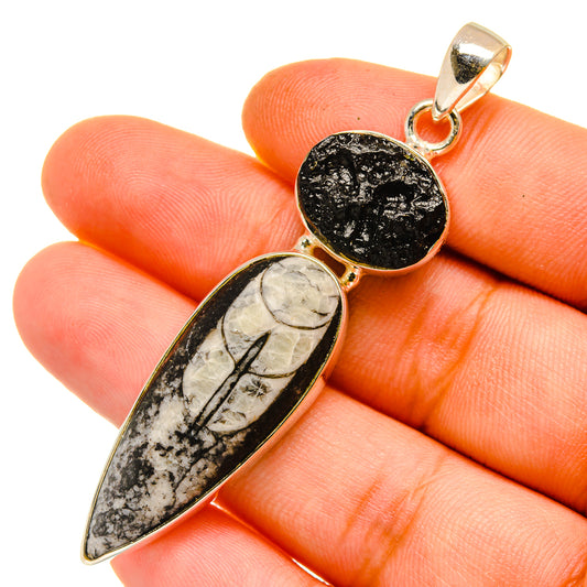 Orthoceras Fossil Pendants handcrafted by Ana Silver Co - PD11085
