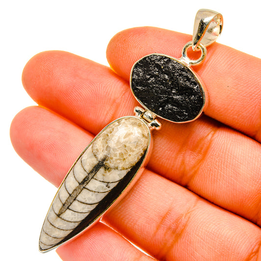 Orthoceras Fossil Pendants handcrafted by Ana Silver Co - PD11086