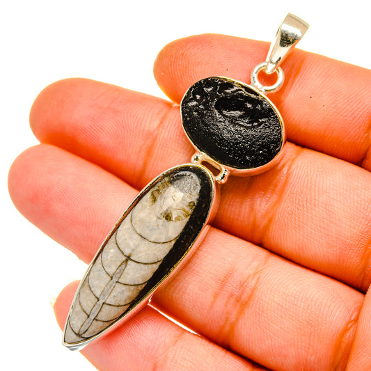 Orthoceras Fossil Pendants handcrafted by Ana Silver Co - PD11093