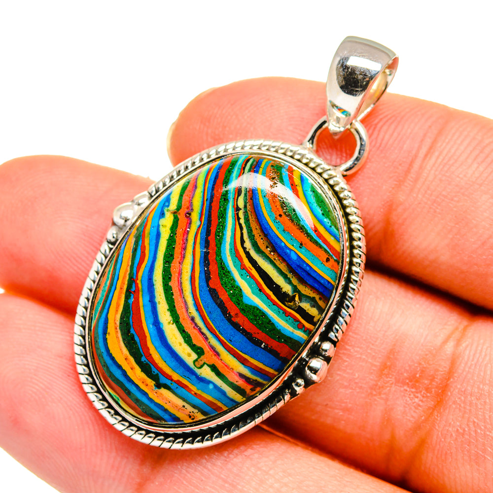 Rainbow Calsilica Pendants handcrafted by Ana Silver Co - PD11130