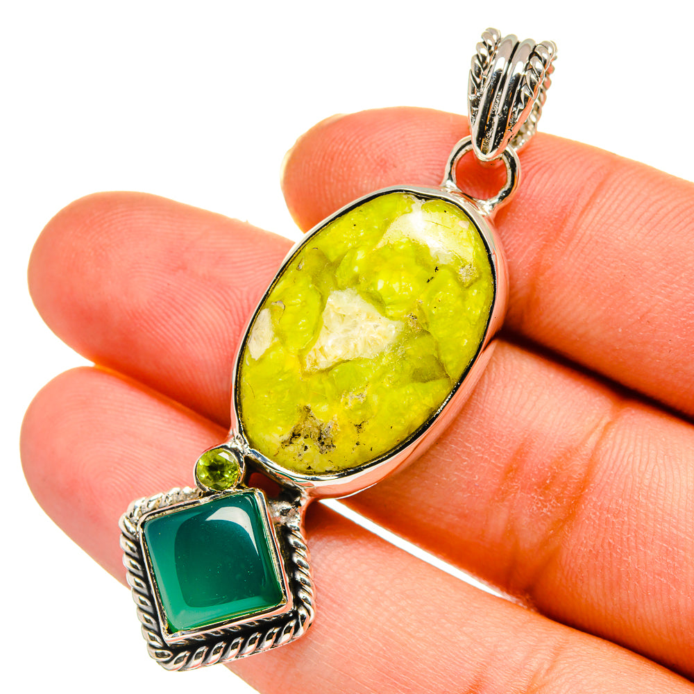 African Green Opal Pendants handcrafted by Ana Silver Co - PD11182
