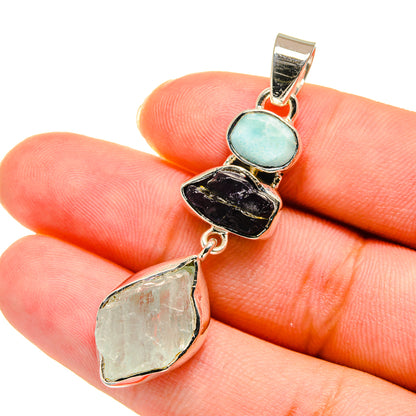 Aquamarine Pendants handcrafted by Ana Silver Co - PD11214
