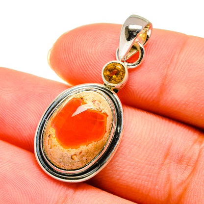 Mexican Fire Opal Pendants handcrafted by Ana Silver Co - PD11217