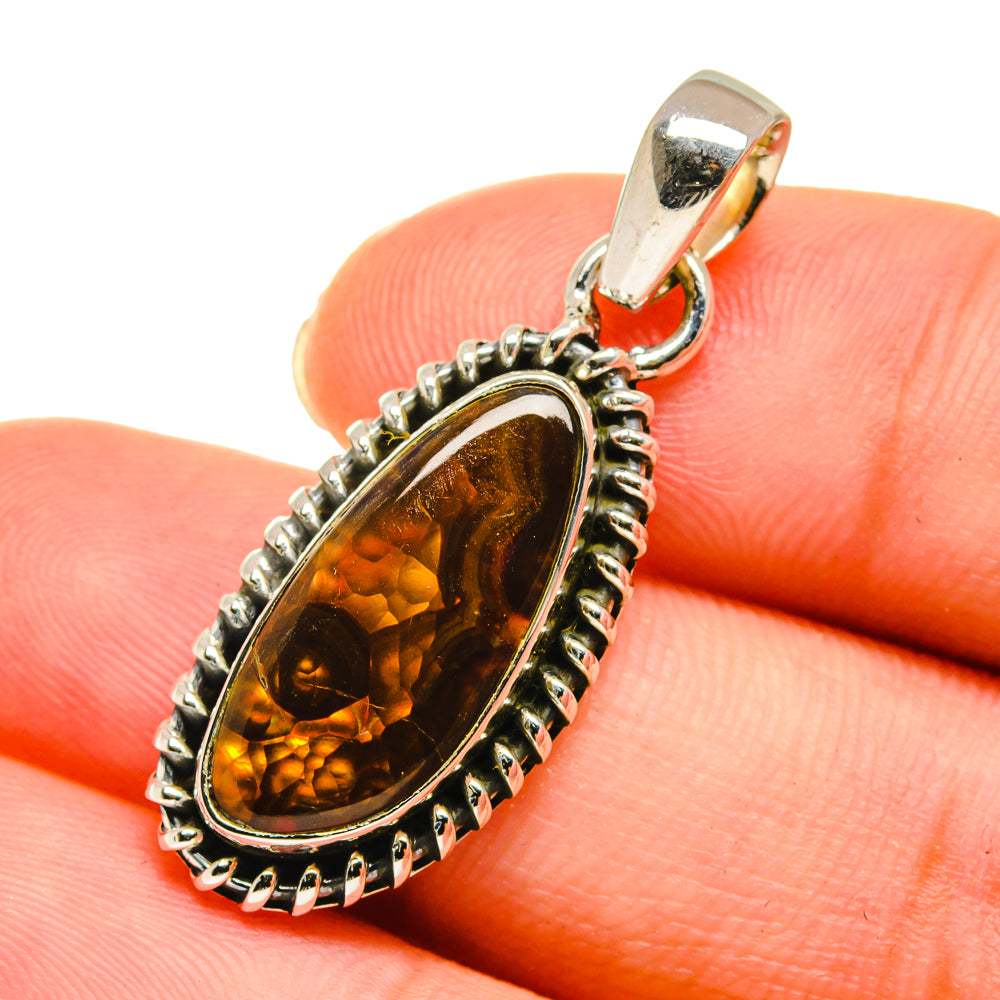 Mexican Fire Agate Pendants handcrafted by Ana Silver Co - PD11233