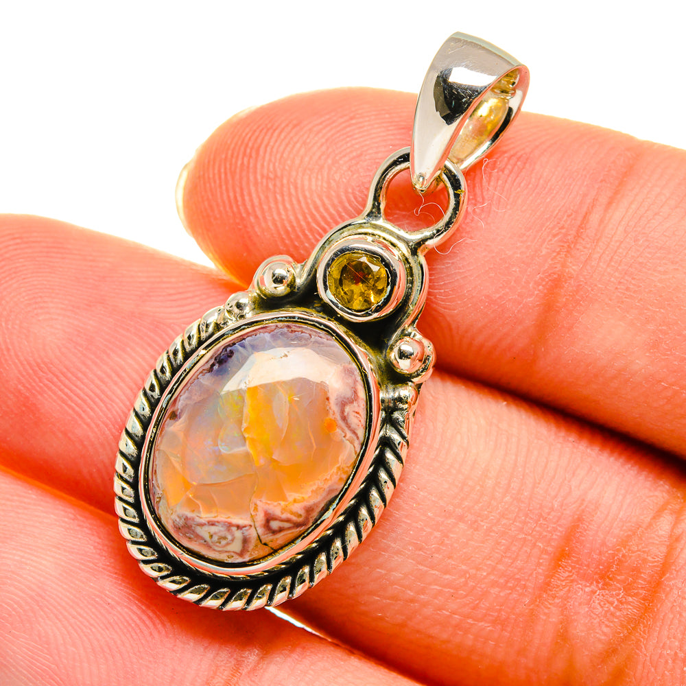 Mexican Fire Opal Pendants handcrafted by Ana Silver Co - PD11263