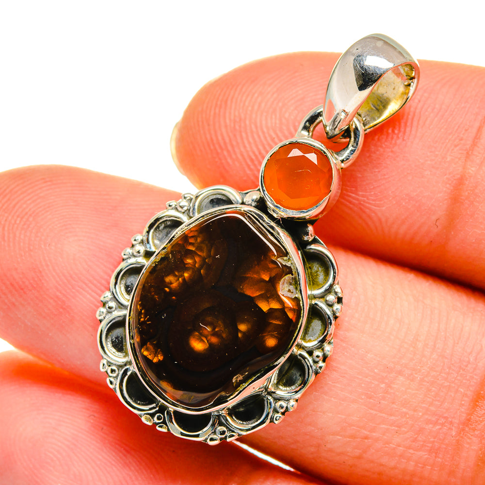 Mexican Fire Agate Pendants handcrafted by Ana Silver Co - PD11270