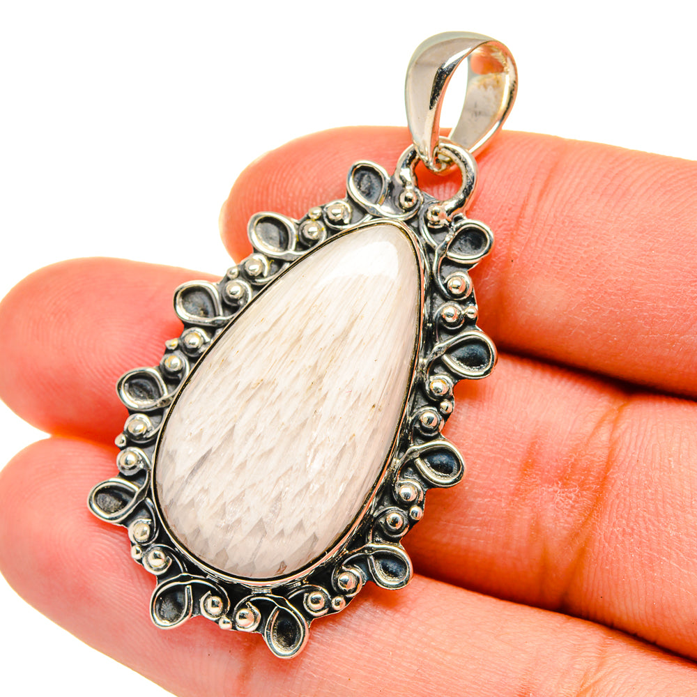 White Scolecite Pendants handcrafted by Ana Silver Co - PD11296