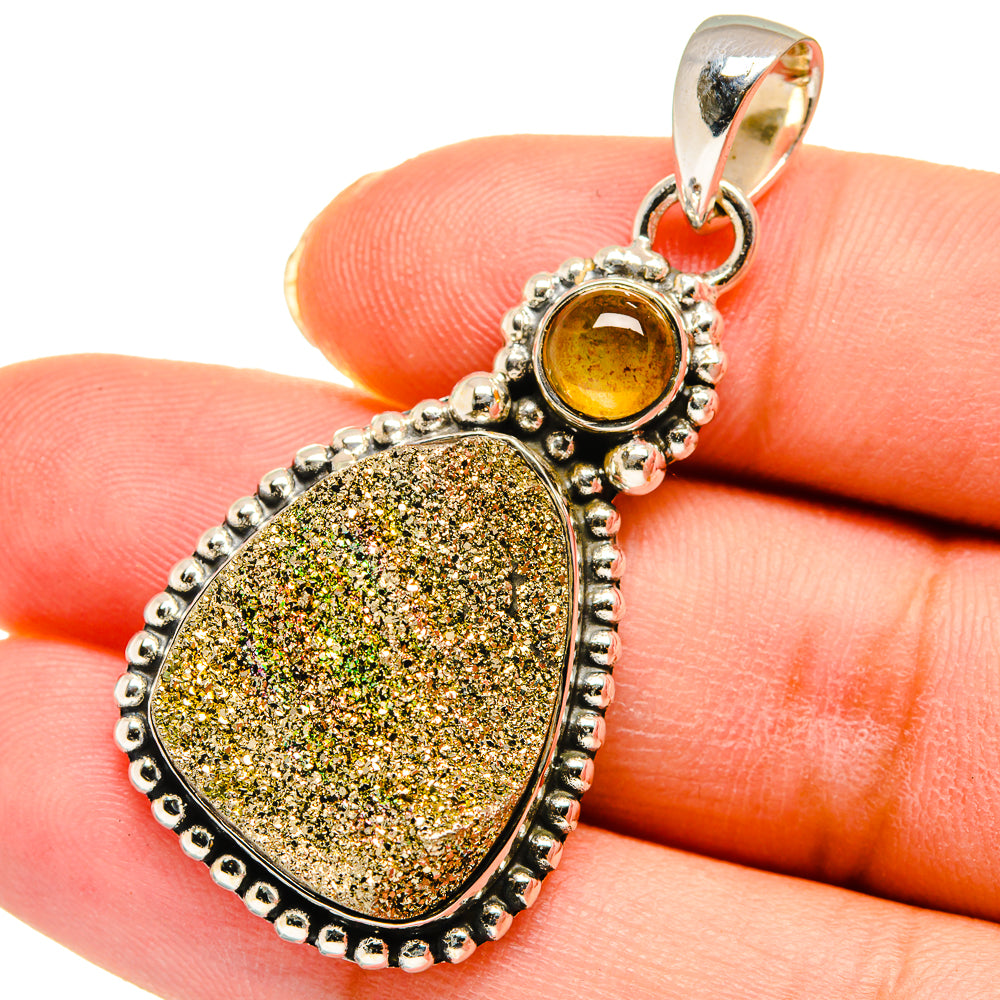 Spectro Pyrite Druzy Pendants handcrafted by Ana Silver Co - PD11328