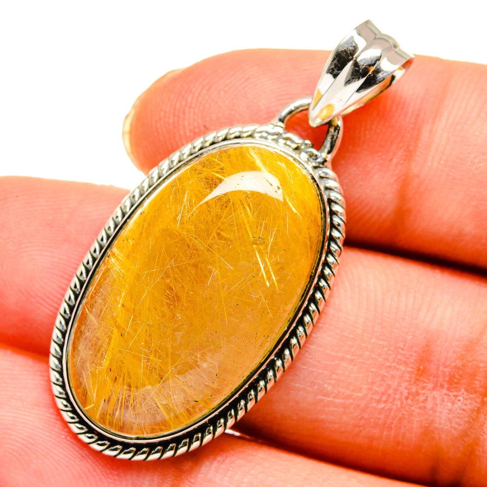 Rutilated Quartz Pendants handcrafted by Ana Silver Co - PD11333
