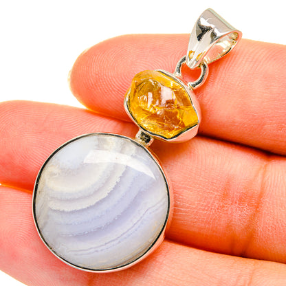 Blue Lace Agate Pendants handcrafted by Ana Silver Co - PD11343