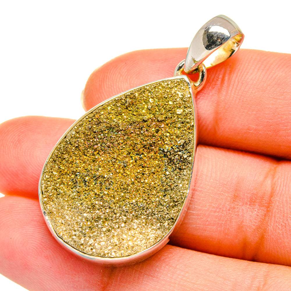 Spectro Pyrite Druzy Pendants handcrafted by Ana Silver Co - PD11360